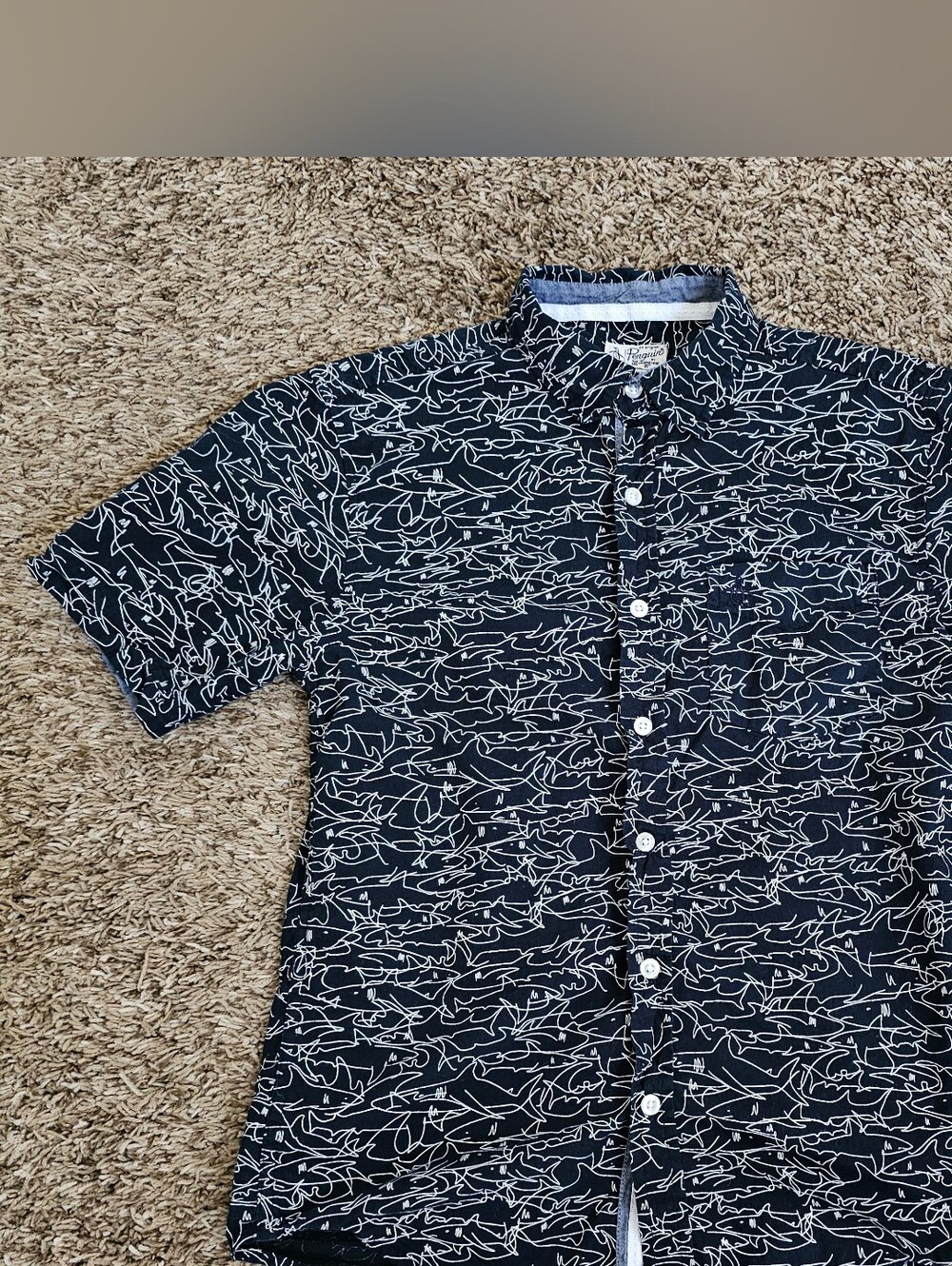 Original Penguin Munsingwear button down shirt 10 12 Y boy shark blue cotton L